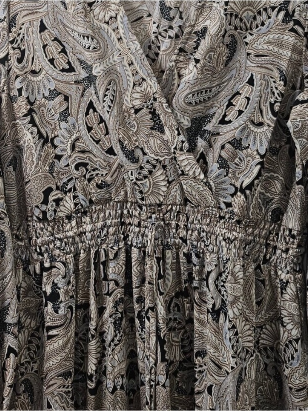 Boho Boemo Paisley Wrap Maxi Dress in Taupe medium Anthropologie - Picture 4 of 5